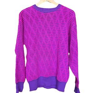 Tyrolia By Head Vintage Wool Blend Pullover Geometric Pink Knit Ski Sweater M